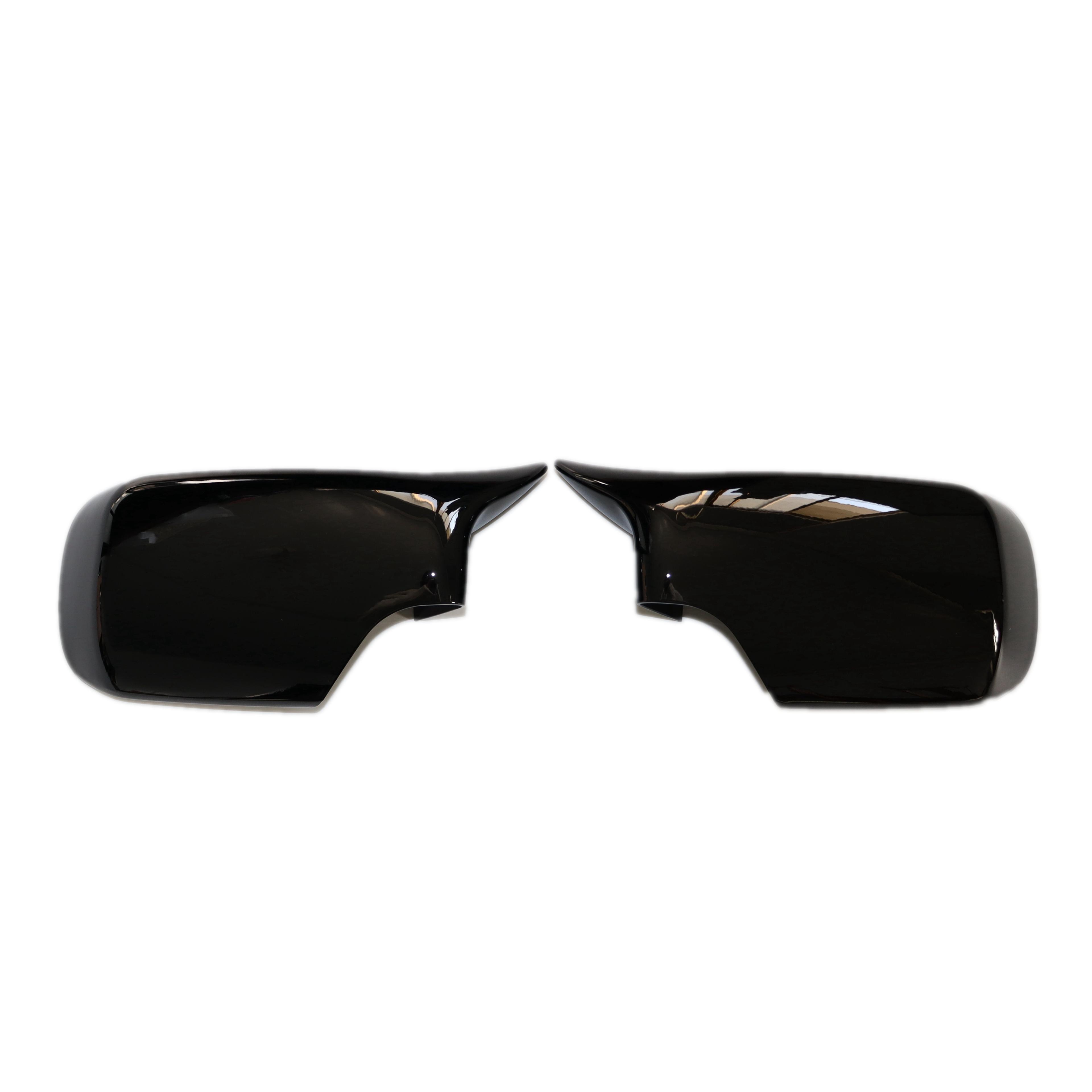 TEMU Suitable For E46 Bull Horn Gloss Black Rearview Mirror Cover 2pcs