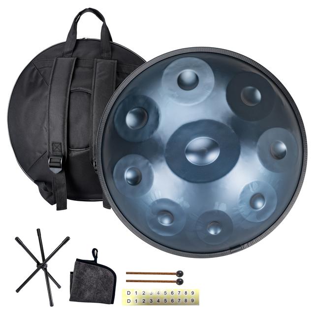 TEMU HANPLATE Handpan Drum Moll, 9 Töne , 22" Kohlenstoffstahl Schlaginstrument mit Tragetasche, Schlägel, Halter & Wische Tuch für professionelle Aufführung, spirituelle , Yoga, Meditation