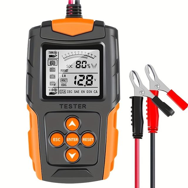 TEMU جهاز فحص بطارية السيارة الاحترافي المحمول 12 فولت 24 فولت ، جهاز تحليل البطارية الرقمي Cca ، أداة تشخيص لبطارية الرصاص الحمضية