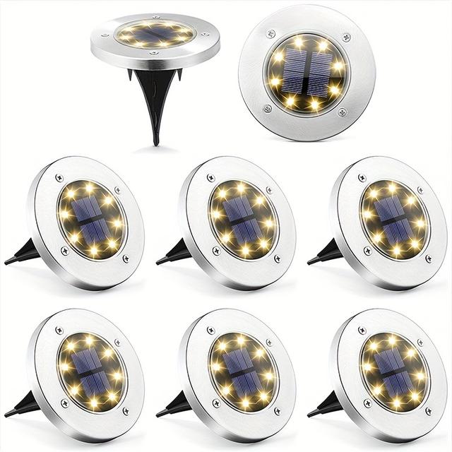 TEMU 8pcs Solar Outdoor Ground 8led Light, Deck Lights, Solar Landscape Walkway Lawn Steps Deck Passage Yard Stairs Fence Garden Decorations
