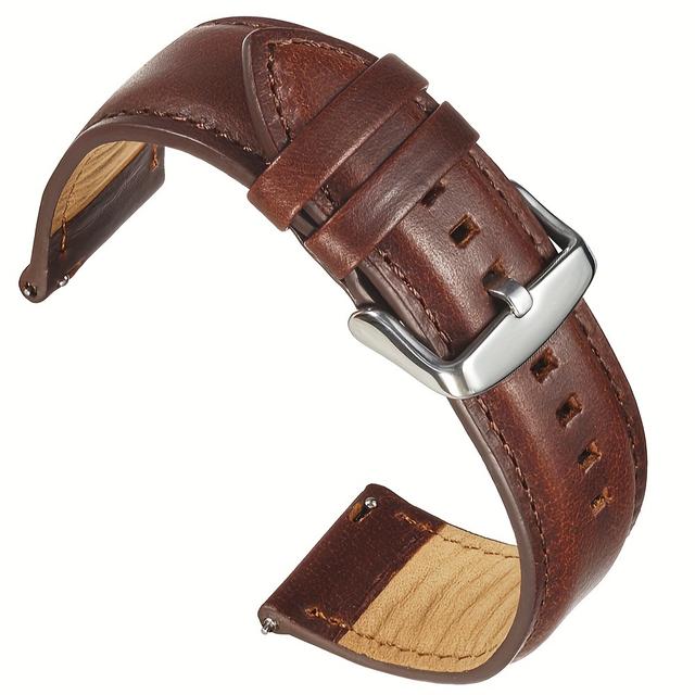 TEMU Correa de Reloj Vintage GFHEYE en Cuero - Rápida, Acabado con Cera de Aceite, 20mm/22mm, Banda de Piel de Marrón para Relojes de Negocios
