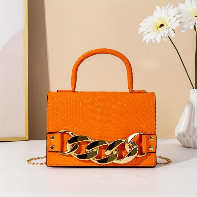 TEMU Stylish Chic Acrylic Chain Handbag - Magnetic Closure, Solid Color Pvc, Wrist Strap, Perfect For Daily Use, Mother's Day , And Travel Accessories