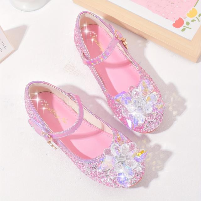 TEMU Shoes Princess Flat Shoes Performance Shoes Fashion Children's Shoes Sparkling Little Girl Flats