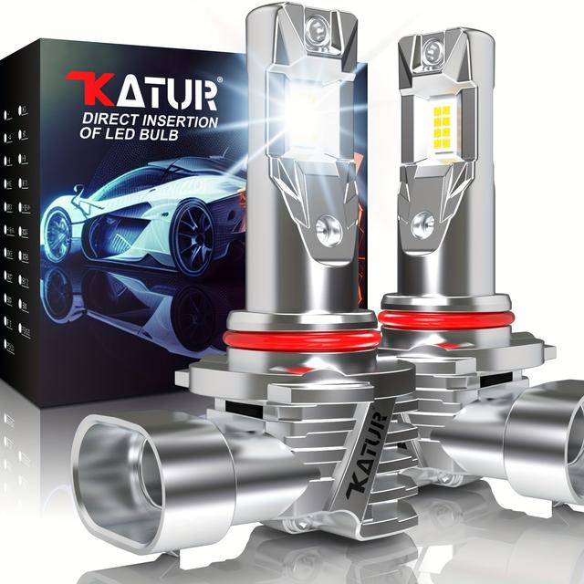 TEMU 2pcs Faróis de LED de Potência 9005 HB3 para Carro Farol 1:1 Tamanho Brilhante 6000K Lâmpadas de Carro Super Brilhantes Plug and Play Anti- DRL