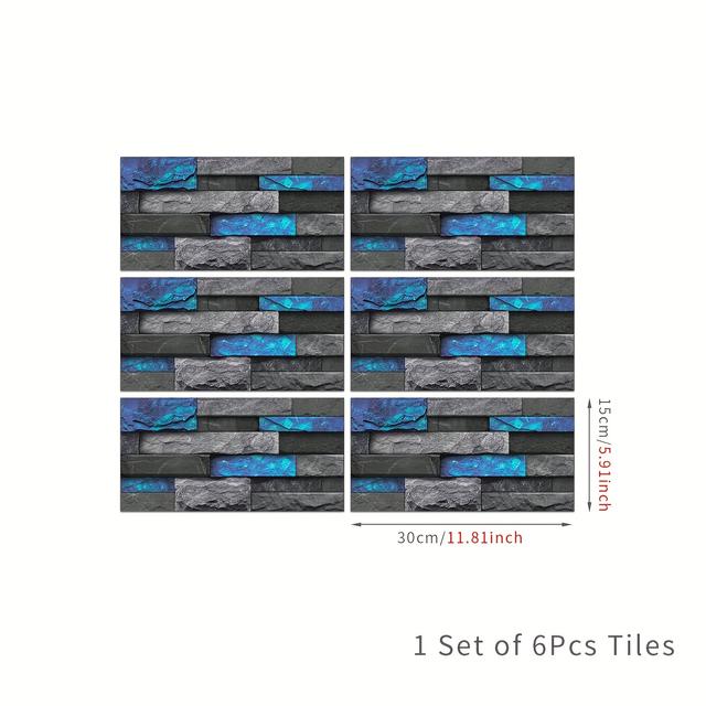 TEMU ملصقات جدارية بتصميم البلاط الصناعي 30سم*15سم، مجموعة من 6/12 قطعة، ورق حائط ثنائي الأبعاد لديكور غرف المعيشة والنوم، مقاومة للماء وضبابيات المطبخ والزيت للديكور المنزلي