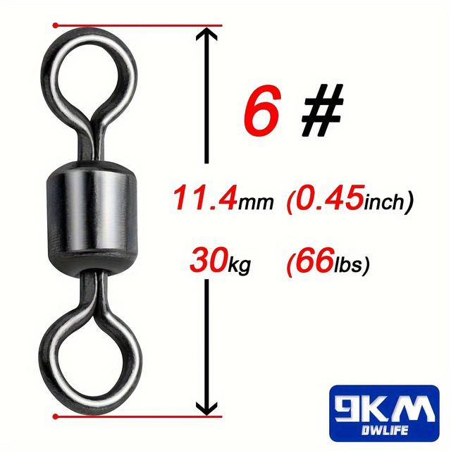 TEMU 100pcs Fishing Swivels Rolling Swivel Stainless Steel Heavy Duty Sea Fishing Fishing Line Connector