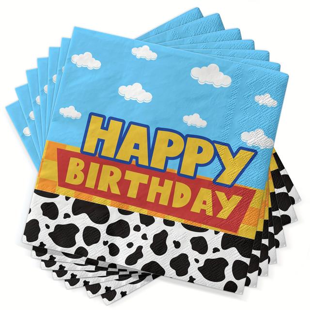 TEMU 24pcs, Inspired Story Birthday Party Supplies, Cartoon Story Birthday Party Decorations, Cartoon Story Napkins, Cow Print Party Supplies For Halloween,christmas Event & Party Supplies