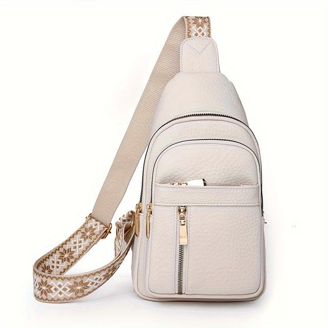 TEMU Fashion Multi Layer Chest Bag, Trendy Crossbody Bag, Women's Casual Sling Shoulder Purse