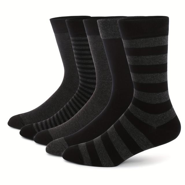 TEMU 5 Paar Herren-Formelle Socken aus Baumwolle mit Design, reichhaltige Crew-Socken für Herren, Business-Freizeit-Socken, Größe 8,5-13,5