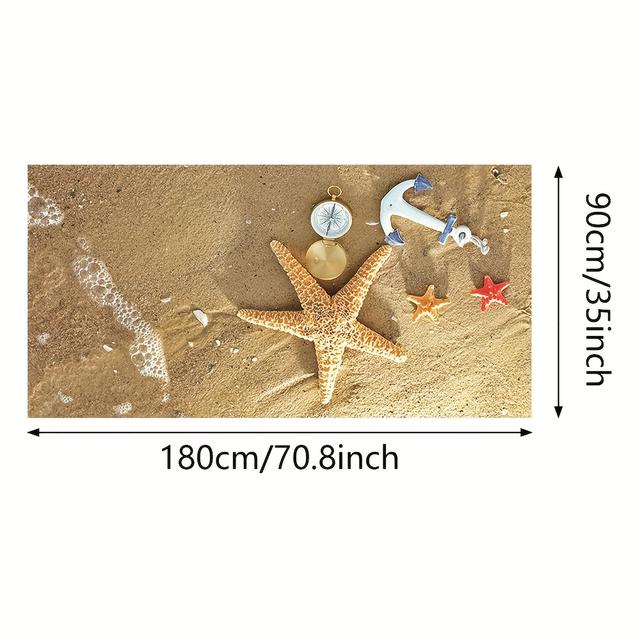 TEMU Schwimm-Bademantel Strandlandschaft Saugfähiges Schnelltrocknendes Badetuch Damen Sportumhang Strand Seebad Schwimmbad Spezialausrüstung Zubehör Muster Rechteck