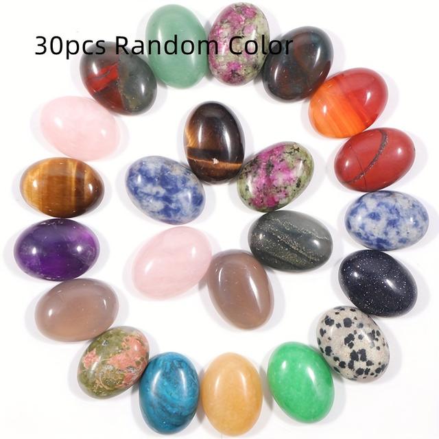 TEMU 30pcs Wholesale 15x20mm Natural Beads Mixed Stone Back Cabochon Stone For Jewelry Making