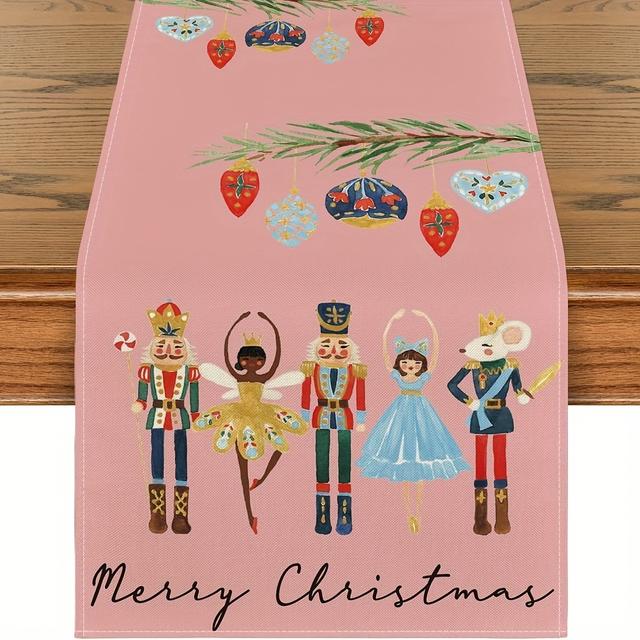 TEMU 1pc Christmas Table Runner 13x48 Inch/13x72 Inch/13x108 Inch Pink Christmas Decorations Runner For Home Kitchen Dining Holiday Party Decor