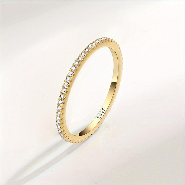 TEMU 1.5g Minimalist 925 Pure Silvery 1.5mm Gypsophila Ring For Women, Daily Wear Birthday Gift For And Mother