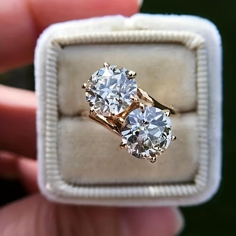 TEMU Anillo de Zirconia con Montura y Sencilla para Mujeres, Joyería para Fiesta de , Regalo de San Valentín (Sin )