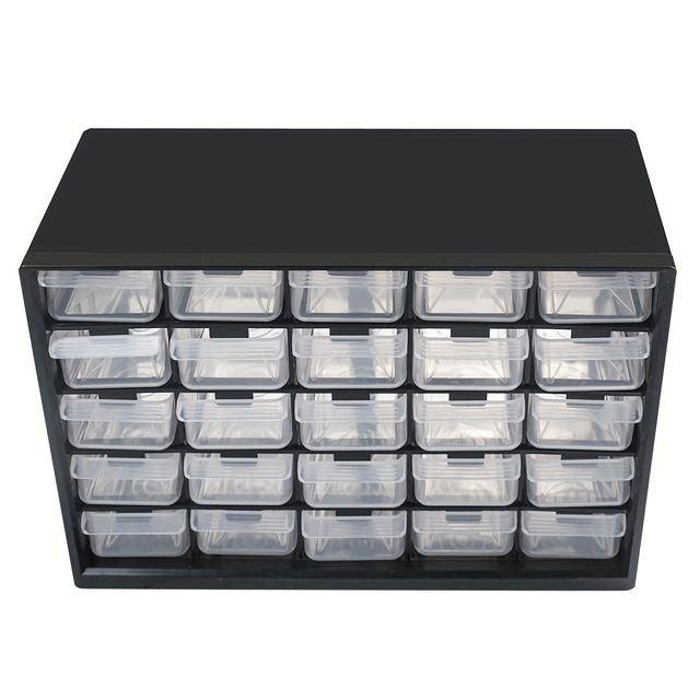 TEMU 1pc 25 Multi-grid Drawer Parts Box, Wall-mounted Screw Classification Component Box, Tool Case, Electronic Components Storage Tool Box
