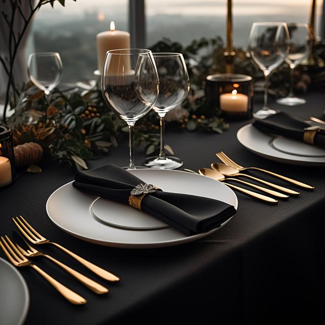 TEMU 20 Stk. Elegante Schwarze Polyester-Dinner-Servietten - Knitterfrei, Waschbar mit Sauber Gesäumten Kanten, Ideal für Partys, Hochzeiten, und Restaurants