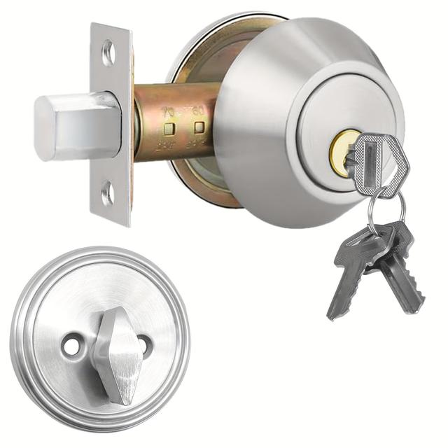TEMU Key To The Door Lock, Single-sided Front-entry Door Lock, Stainless Steel Door Lock, With Key