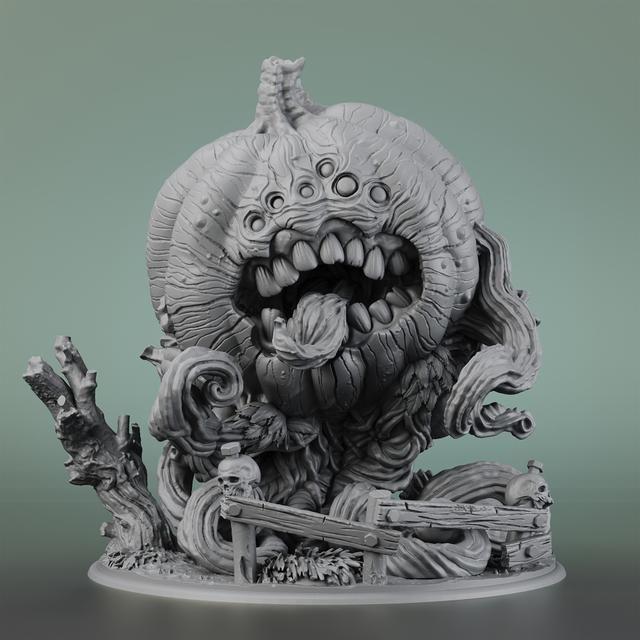 TEMU Miniaturní pryskyřicové figurky obrovského duchovního dýně pro Halloween, vhodné pro stolní RPG