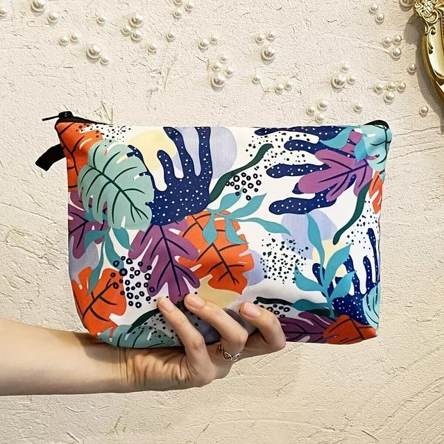 TEMU Bolsa De Maquillaje Con Estampado De Plantas , Bolsa De Aseo Ligera, Con Cremallera, Regalo A , Para Mujeres