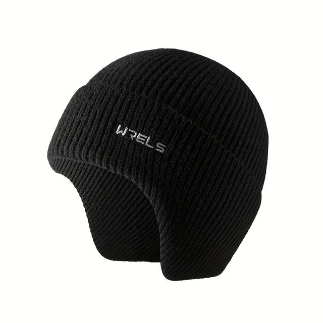 TEMU 1pc Of Winter Knitted Fleece Hat For Men And Women, Stylish Outdoor Solid Color Thick Warm Hat With Ear Protection, Suitable For Cycling In Cold Weather