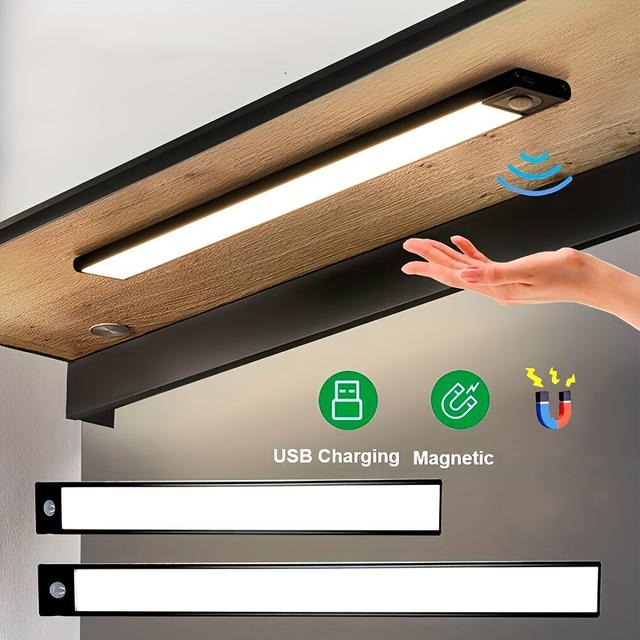 TEMU Ultra Thin Led Intelligent Night Light, Motion Sensor Usb Rechargeable Cabinet Light, Suitable For Lighting Under Cabinets, Wardrobes, Bedrooms, Kitchens