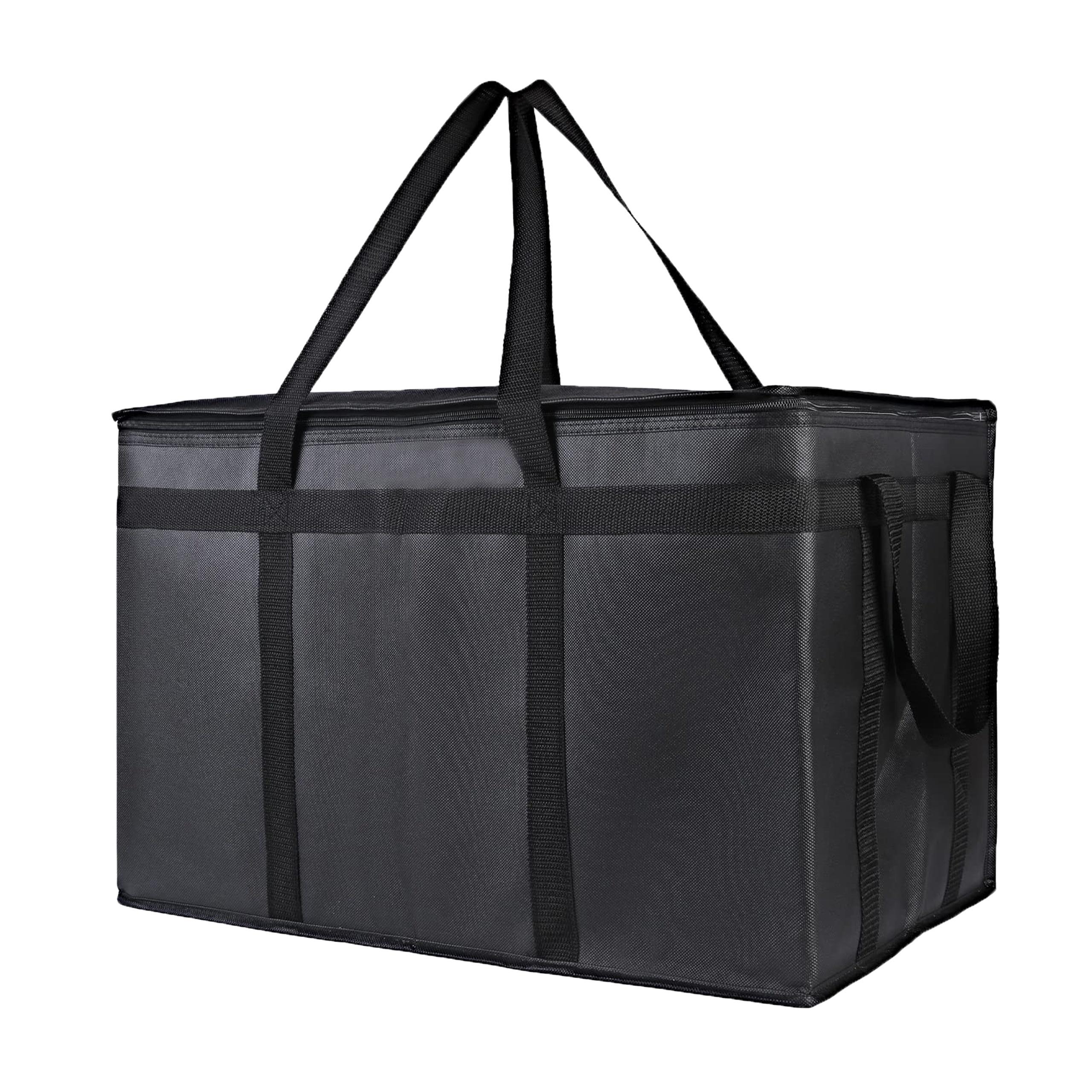TEMU Extra-large Insulated Food Delivery Bag - Reusable, Foldable & Food Hot Or Cold For Shopping, Takeout, Camping - Black (23x14x15 Inches) Non-food Contact