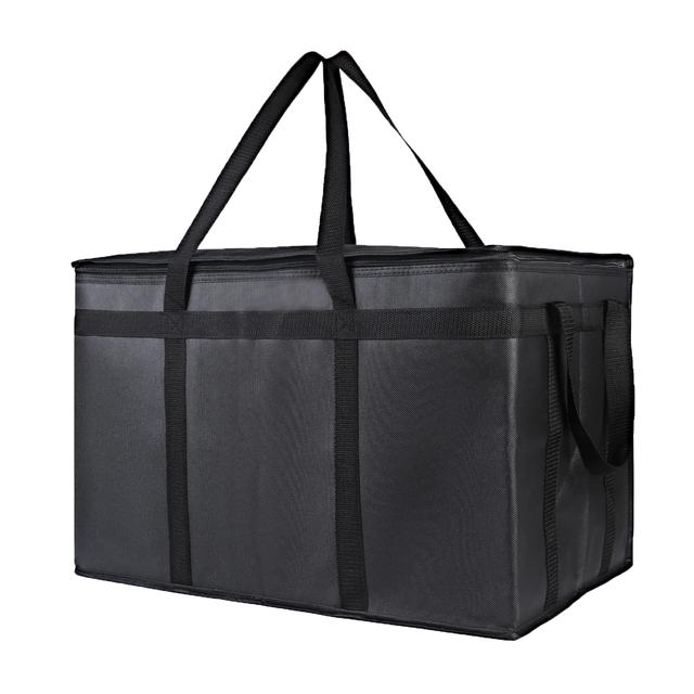 TEMU Extra-large Insulated Food Delivery Bag - Reusable, Foldable & Food Hot Or Cold For Shopping, Takeout, Camping - Black (23x14x15 Inches) Non-food Contact
