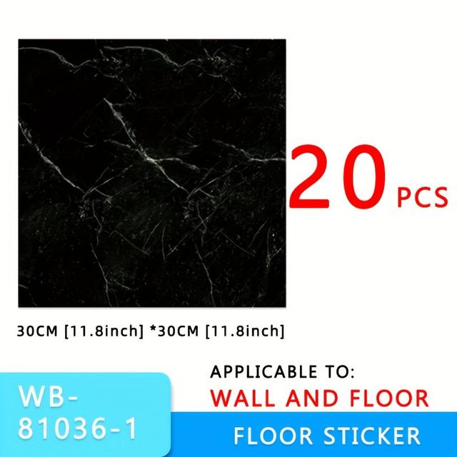 TEMU 10/20pcs Wall Sticker, Self-adhesive Waterproof Pvc Tiles Floor Stickers, Marble 30*30cm Bathroom Living Room Bedroom Ground Thick Wallpapers