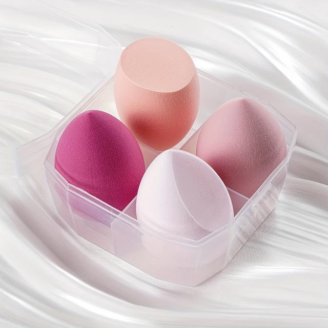 TEMU 4pcs Makeup Sponges Makeup Sponge Set Sponge Foundation Mix Makeup Sponge Beauty Sponge For Makeup With Gift Box Latex- & Wet Use Foundation Cosmetic Makeup Additions