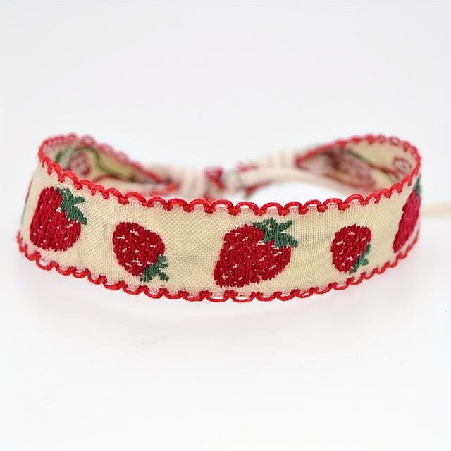 TEMU A Retro Bohemian Bracelet For Women Featuring Colorful Strawberry Embroidery And A Pull-string Design, Perfect For Friendship