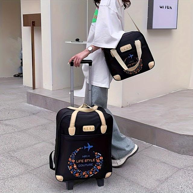 TEMU 2-teiliges Set faltbare Kurzstrecken-Reisetrolley-, Damen-Handgepäck mit großem Fassungsvermögen für Reisen Pendeln