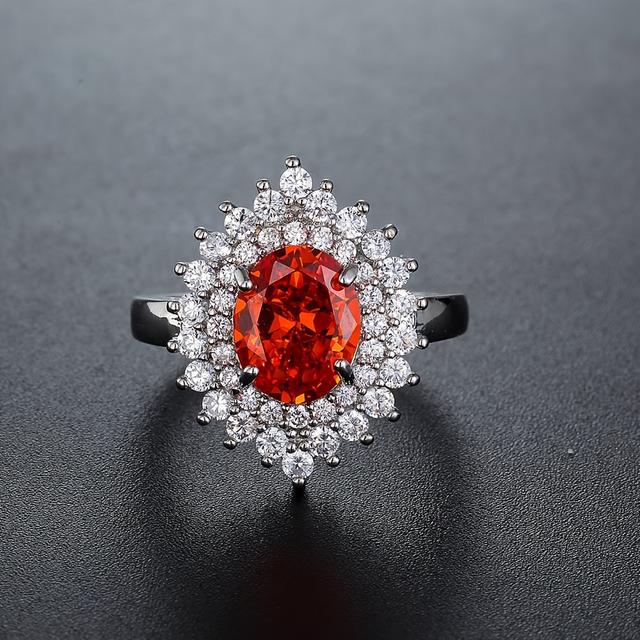 TEMU Oval Orange Synthetic Zirconia Ring For Men And Women Party Banquet Decoration
