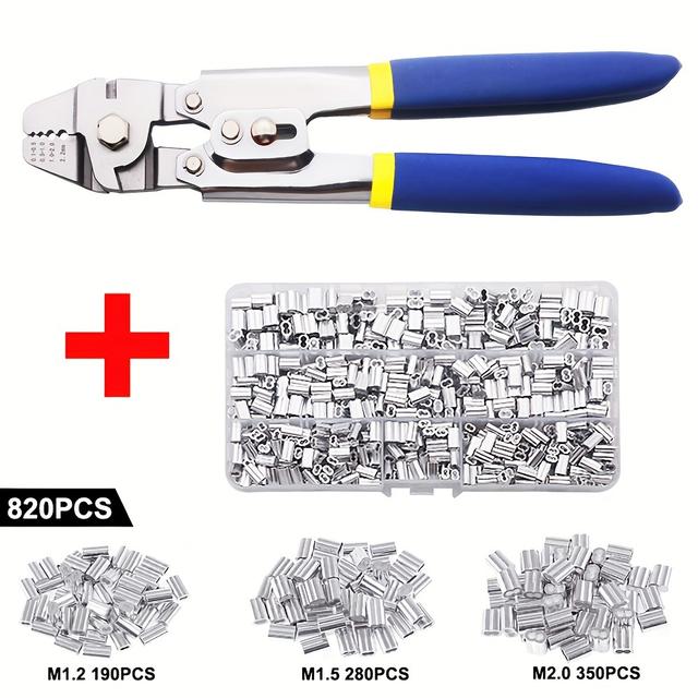TEMU Wire Rope Crimping Fishing Swaging Tool Cable Crimps Up To 2.2mm Tube Double Loop Sleeve