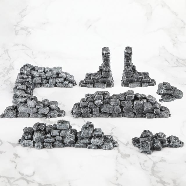 TEMU Ruines de murs en pour le jeu, construction de terrains miniatures, accessoires de jeux de table, accessoires de jeux de rôle, cadeau de Noël, Halloween.