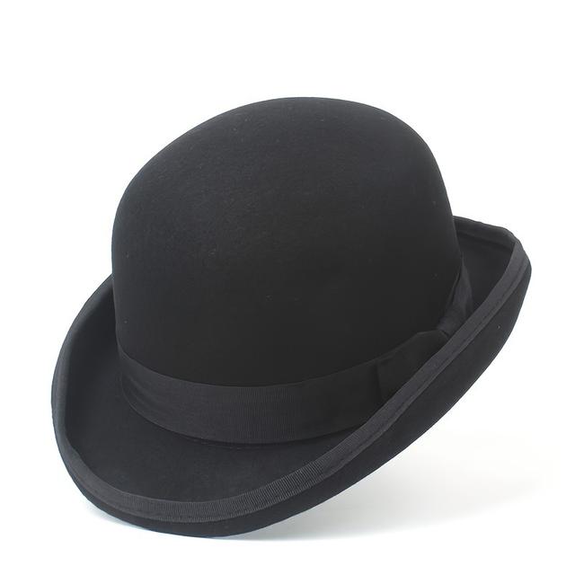 TEMU 100% Wool Men Derby Hat Roll Brim English Bowler Hat Big Size Fedora Hat