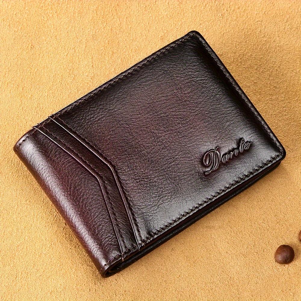 TEMU Dante Men's Vintage Genuine Leather Wallet Suitable For - Slim Wallet With Transparent Id Window, Retro Wallet For Cash & Cards, , Ideal Gift (brand: Dante)