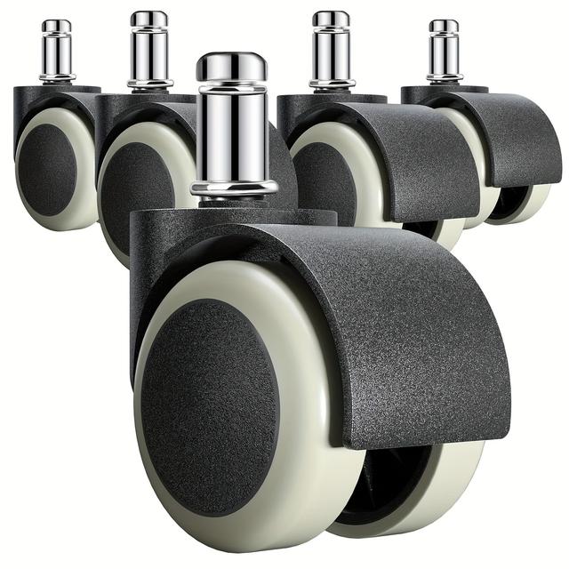 TEMU Heavy Duty Office Chair Casters 5 Set - 500 Lbs Capacity Polyurethane Caster Wheels For Hard Floors, 11mm Universal Stem, 360 Degree Rotation, Smooth And Silent Gliding, Unbraked