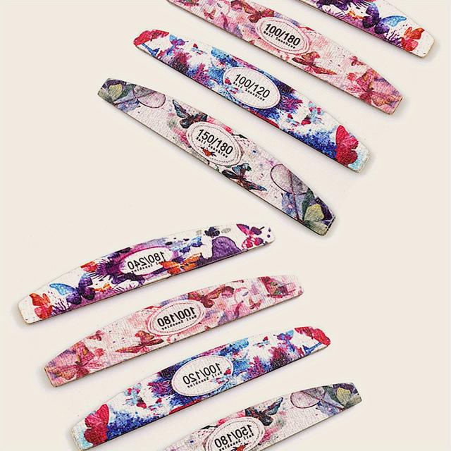 TEMU 8 szt. Pilnik do paznokci, pilniki do paznokci z obu stron, polerowane, pół-odciśnięte, sprzęt do szlifowania paznokci, pilniki do manicure dla manicure, do paznokci u stóp i czyszczenia stóp