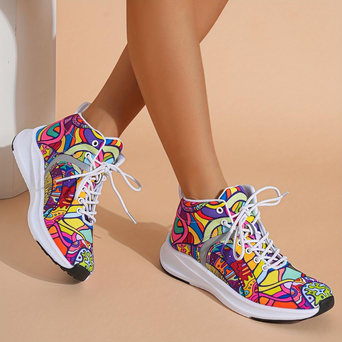TEMU Zapatillas de estilo pintado a para mujer