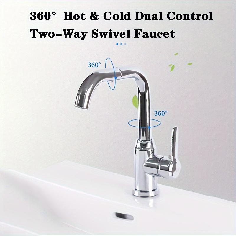 TEMU Stainless Steel Rotatable Universal Basin Faucet Hot And Cold Above Counter Basin Sink Washbasin Faucet