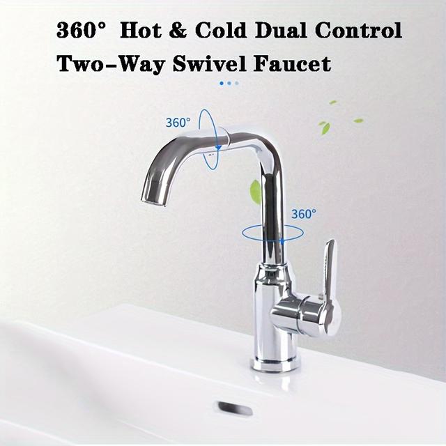 TEMU Stainless Steel Rotatable Universal Basin Faucet Hot And Cold Above Counter Basin Sink Washbasin Faucet
