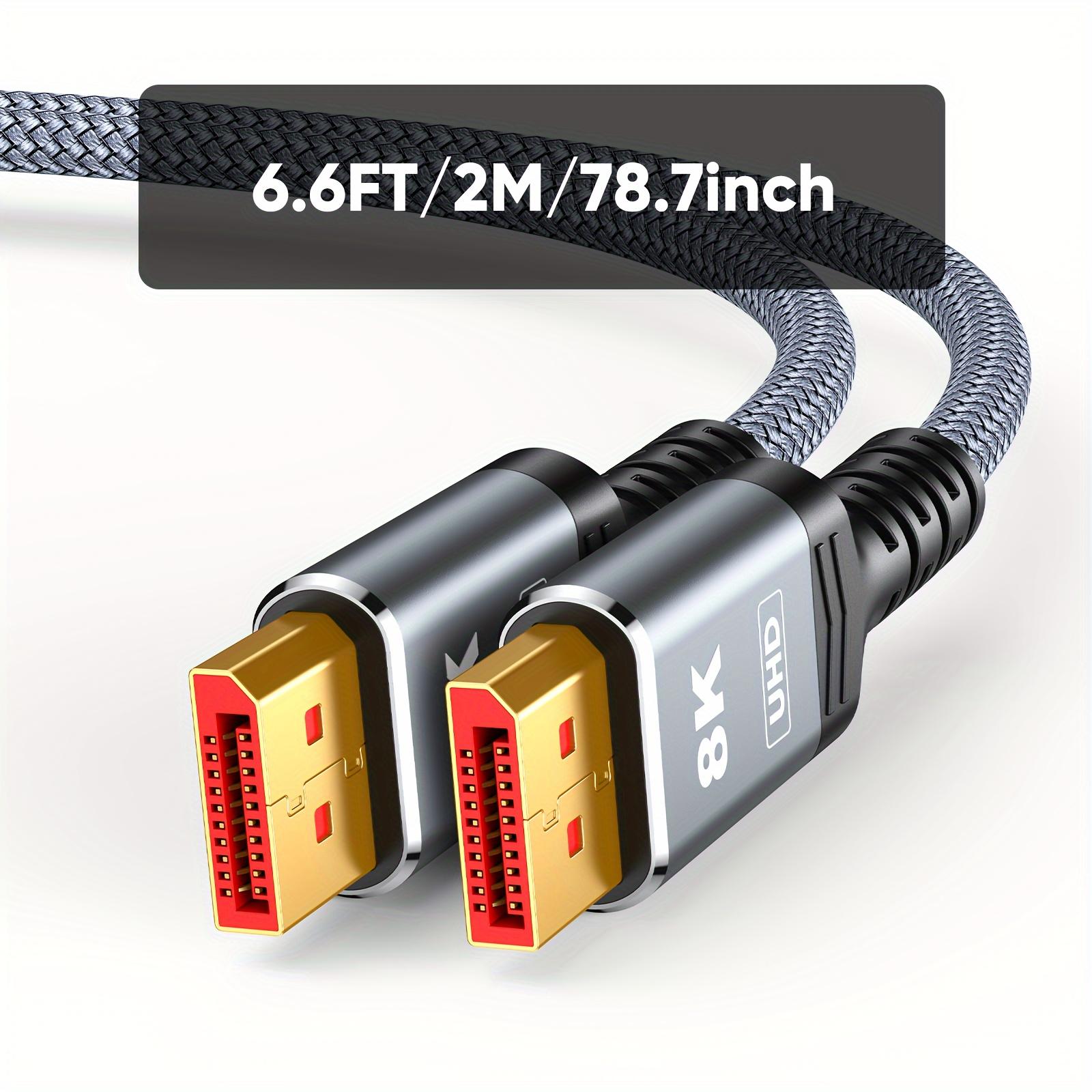 TEMU 8k 4k Displayport Cable | 32.4gbps High Speed, Woven Cable With , Gold-plated Connectors, Compatible With 8k@60hz, 4k@144hz, 2k@240hz/165hz/144hz, Supports Hdr