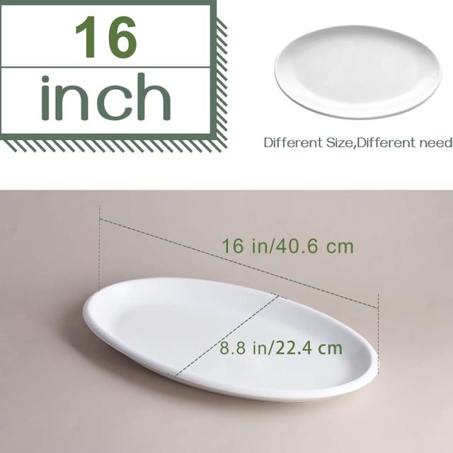 TEMU 1pc, Dinner Platter, Elegant White Plates, Serving Platter, Ceramic Plate, Oval Dish Sushi Plate, Meal Plate Tray, Tableware, Dinnerware Plate Serving Dish 12/14/16inch