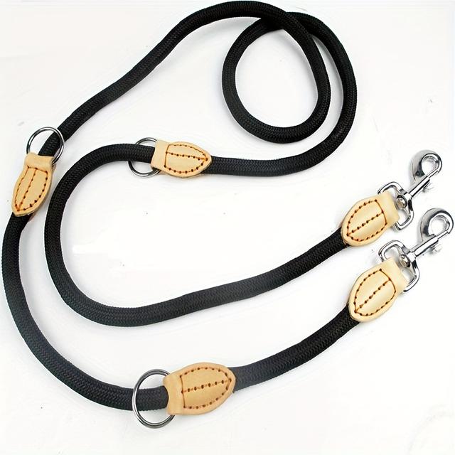 TEMU 1pc Multifunctional Dual Head Dog Leash For Small, Medium And Large Dogs, Hands Free Outdoor Running Training Dog Round Rope For 2 Dogs