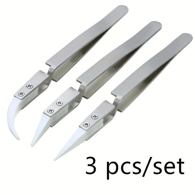 TEMU 3pcs Ceramic Straight Tip Tweezers, 1600c/3000f Heat Resistant Soldering Tweezers Great For Electronics Repair, Jewelry, Computer &