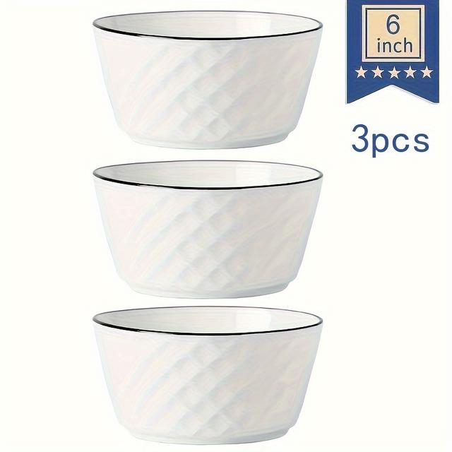 TEMU 3 Stück 6-Zoll-Schalen, Küchen-Keramikschalen, 24oz Schalen Für Müsli, Salat, Pasta, Suppe Dessert, Spülmaschinenfest, Mikrowellengeeignet Und Ofen Mittagessen