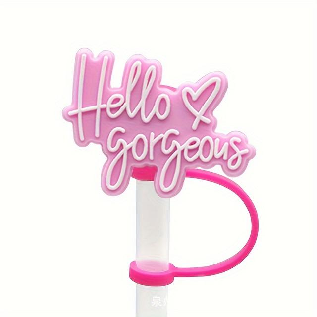 TEMU 1pc Valentine's Day Silicone Straw Topper - Heart & Food-safe Decorative Straw Accessories For Smoothies, , - Christmas Halloween Kitchen & Dining Decor