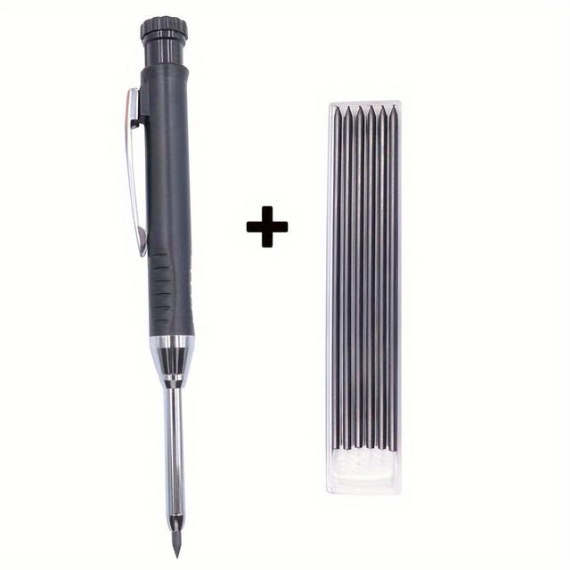 TEMU 2,8 Mm Metall--Mechanikstift Mit Für Holzbearbeitung, Bauwesen, Langkopf-Tiefloch-Herstellerstift, Schwarze Rote Gelbe , Standortmarkierung, Fabrikmarkierung, Schreinerstift