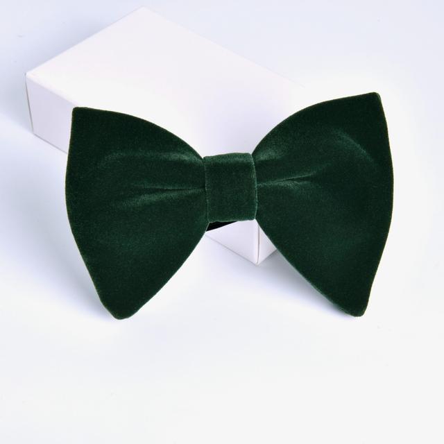 TEMU Men's Bow Tie Velvet Double Layer Large Bow Single Color Fashion Horn Style