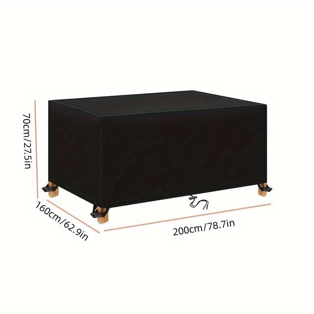 TEMU 600D 옥스포드 원단 패티오 가구 커버 - 헤비듀티 사계절 야외 보호용 직사각형 테이블 & 소파, 잔디, 뒷마당 가구 커버, 조절 가능한 드로스트링 클로저, 세련된 디자인 | 튼튼한 휠 지지대
